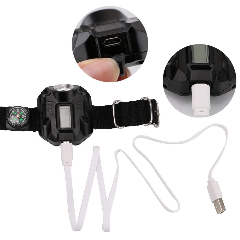 Tactical Flashlight with 4 Modes USB Charging, Time Display, Compass and Clock