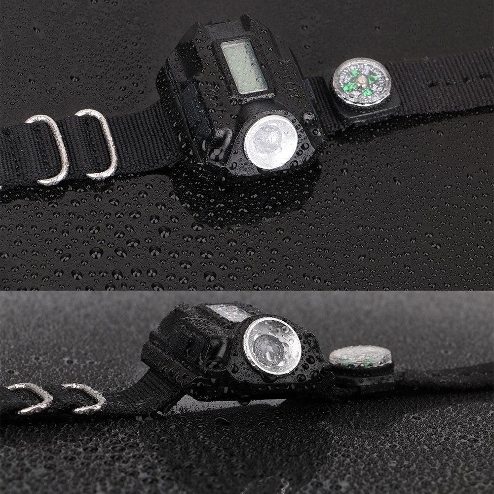 Tactical Flashlight with 4 Modes USB Charging, Time Display, Compass and Clock