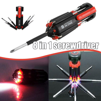 8 in 1 Screwdriver with LED Flashlight