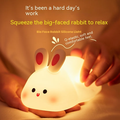 Rabbit Silicone LED Night Light – Touch Sensor Bedside Lamp for Kids