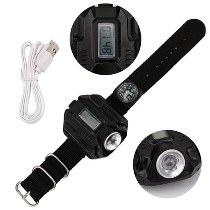 Tactical Flashlight with 4 Modes USB Charging, Time Display, Compass and Clock